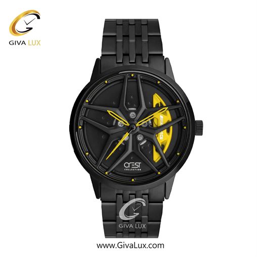 ساعت مچی اورجینال مردانه کرست مشکی | مشکی| مشکی-زرد| کد رفرنس Crest 9017-2