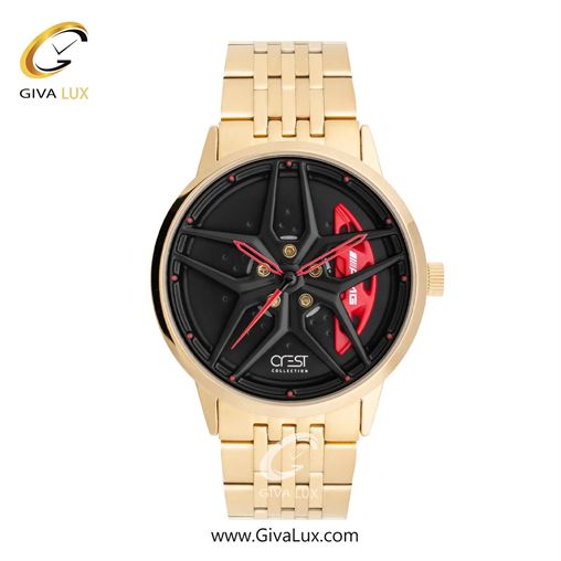 ساعت مچی اورجینال مردانه کرست طلایی | طلایی| قرمز-مشکی| کد رفرنس Crest 9017-5