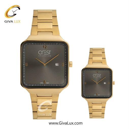 ساعت مچی اورجینال ست کرست طلایی | طلایی| دودی|تیتانیوم| کد رفرنس Crest 9053-11