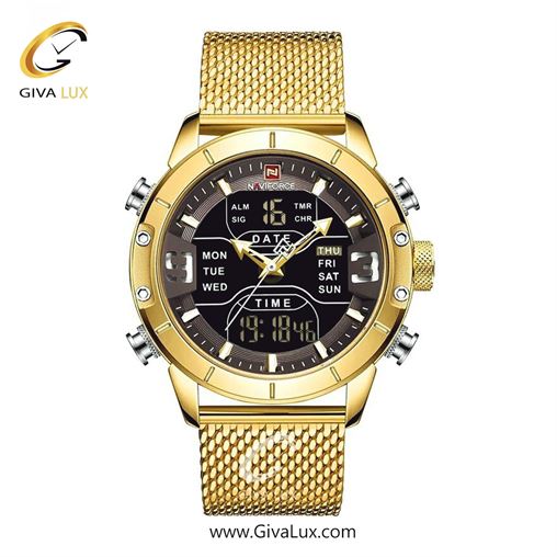 ساعت مچی مردانه بند حصیری نقره‌ای ناوی فورس (نیوی فورس) کد NF9153-S/B 9053GGB.jpg