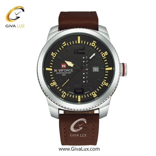 ساعت مچی مردانه تک موتوره بند چرمی ناوی فورس (نیوی فورس)قهوه ای-استیلNF9063 9063BrSB.jpg