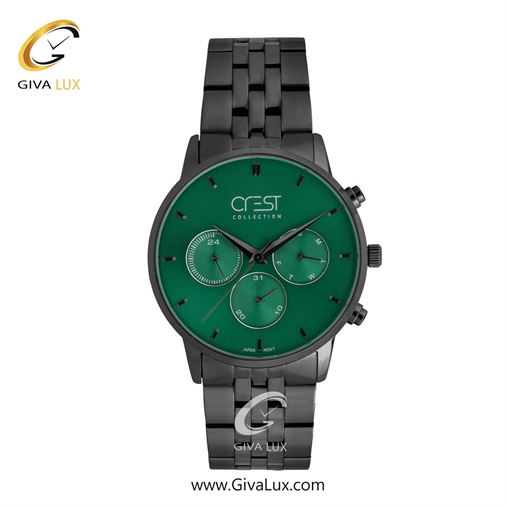 ساعت مچی اورجینال مردانه کرست | Crest سه موتوره فول تایم تیتانیوم | تیتانیوم| سبز| کد رفرنس Crest 9075-16