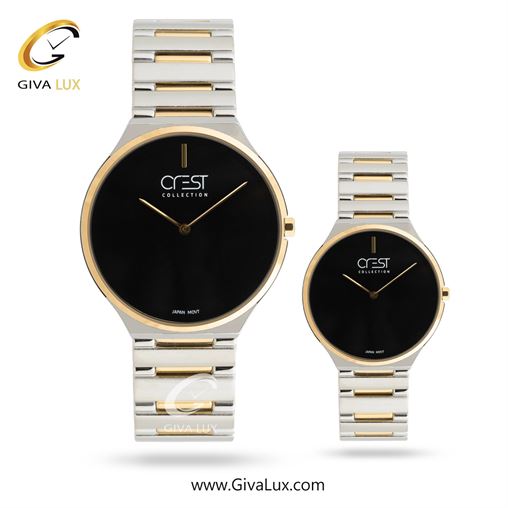 ساعت مچی اورجینال ست کرست | Crest طلایی | نقره ای-طلایی| مشکی| کد رفرنس Crest 9076-4