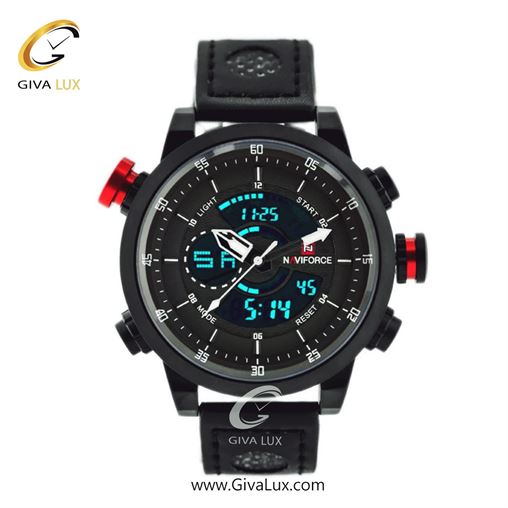 ساعت مچی مردانه دو زمانه بند چرمی ناوی فورس (نیوی فورس) مشکیNF9081 9081BBB.jpg