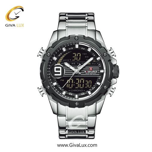 ساعت مردانه نیوی فورس دوزمانه بندفلزی مشکی مدل nf9146 S/E/B 9146SSB.jpg