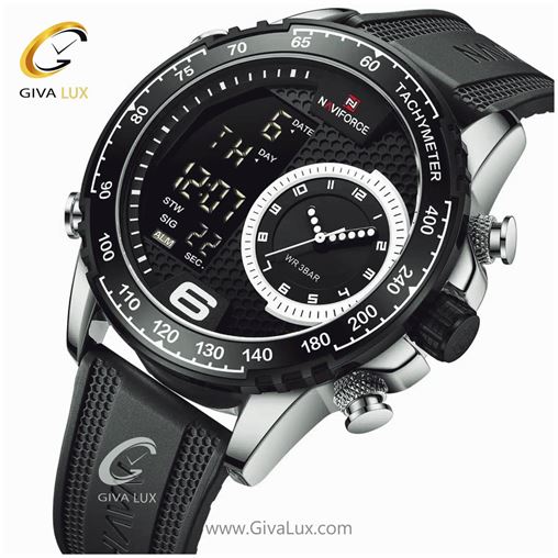 ساعت مچی مردانه بند پی یو قرمز ناوی فورس مدل NF9199T 9199sbw.jpg