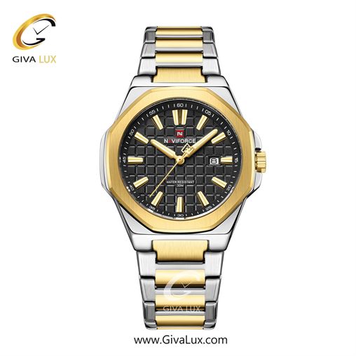 ساعت مچی اورجینال مردانه ناوی فورس|Naviforce|نوی فورس|نیوی فورس طلایی | نقره ای-طلایی| مشکی| کد رفرنس NF9258 G/B/G