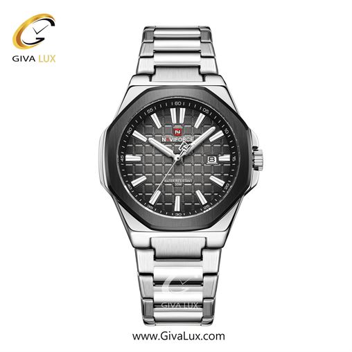 ساعت مچی اورجینال مردانه ناوی فورس|Naviforce|نوی فورس|نیوی فورس مشکی | نقره ای| مشکی| کد رفرنس NF9258 S/GY/S