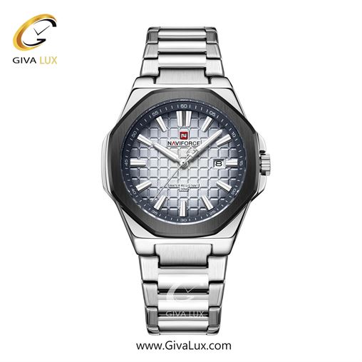 ساعت مچی اورجینال مردانه ناوی فورس|Naviforce|نوی فورس|نیوی فورس مشکی | نقره ای| نقره ای| کد رفرنس NF9258 S/W/S