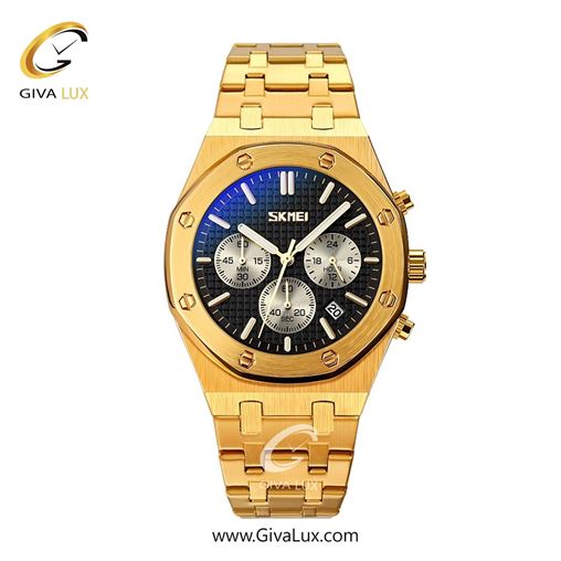 ساعت مچی اورجینال مردانه اسکمی (Skmei) سه موتوره کرنوگراف طلایی | طلایی| مشکی| کد رفرنس 9296