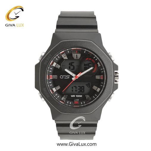 ساعت مچی اورجینال مردانه کرست دو زمانه مشکی | مشکی| مشکی| کد رفرنس Crest 9508-1