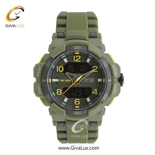 ساعت مچی اورجینال مردانه کرست دو زمانه سبز | سبز| سبز| کد رفرنس Crest 9510-2