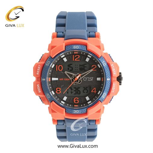 ساعت مچی اورجینال مردانه کرست دو زمانه آبی-قرمز | آبی| مشکی| کد رفرنس Crest 9510-3