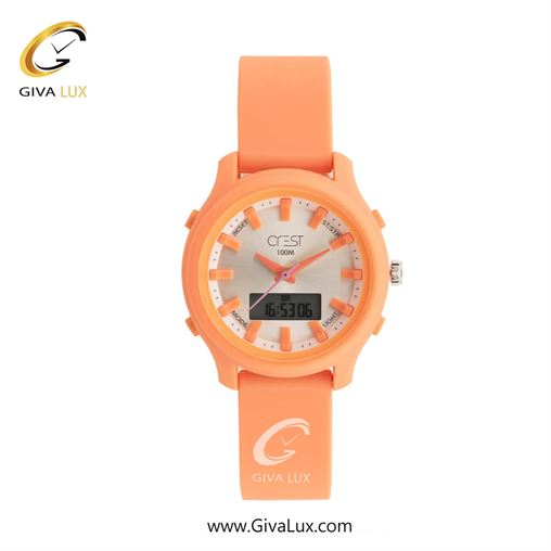 ساعت مچی اورجینال زنانه کرست دو زمانه گلبهی | گلبهی| نقره ای| کد رفرنس Crest 9511-3