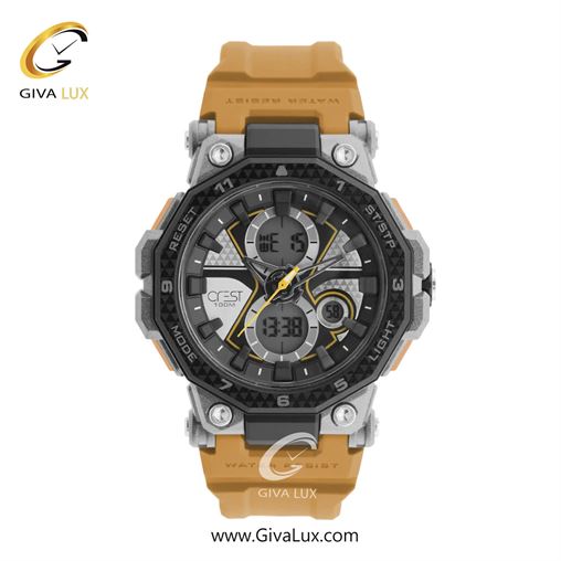 ساعت مچی اورجینال مردانه کرست دو زمانه مشکی-نقره ای | قهوه ای| مشکی| کد رفرنس Crest 9514-1