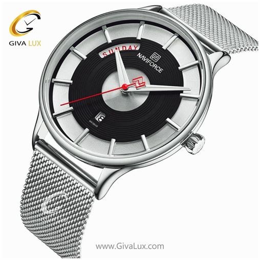 ساعت مچی مردانه بند حصیری فلزی نقره ای ناوی فورس مدل NF3007 956_3007.jpg