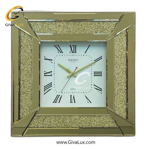 ساعت دیواری اورجینال باروک آینه ای طلایی| کد رفرنس 9961