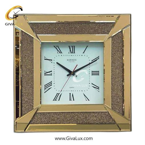 ساعت دیواری اورجینال باروک آینه ای رزگلد| کد رفرنس 9962