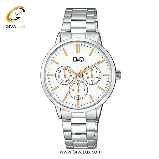 ساعت مچی اورجینال زنانه کیو اند کیو Q&Q سه موتوره فول تایم نقره ای | نقره ای| سفید| کد رفرنس A04A-001PY