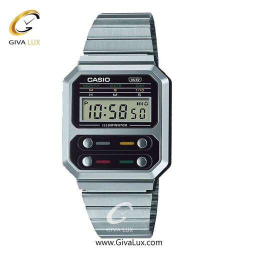 ساعت مچی اورجینال مردانه کاسیو Casio نقره ای | مشکی| خاکی| کد رفرنس A100WEF-1ADF A100WE-1ADF.jpg