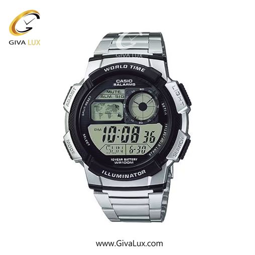 ساعت مچی اورجینال مردانه کاسیو Casio نقره ای | نقره ای| مشکی| کد رفرنس AE-1000WD-1A