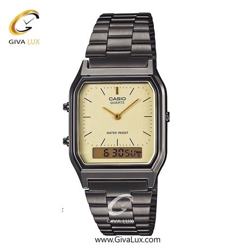 ساعت مچی اورجینال یونیسکس-زنانه-مردانه کاسیو Casio دو زمانه تیتانیوم | تیتانیوم| کرم| کد رفرنس AQ-230GG-9ADF