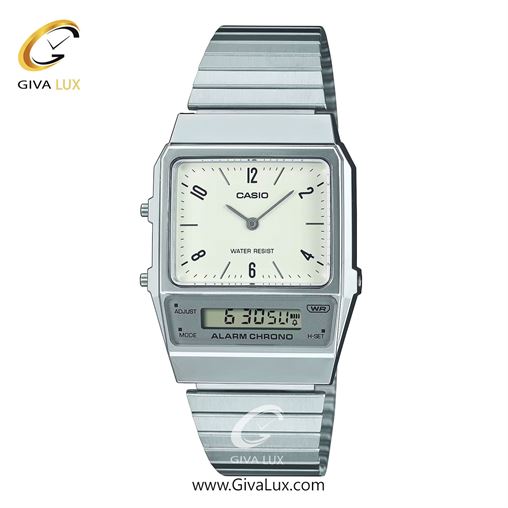 ساعت مچی اورجینال یونیسکس کاسیو Casio دو زمانه نقره ای | نقره ای| سفید صدفی| کد رفرنس AQ-800E-7A2DF