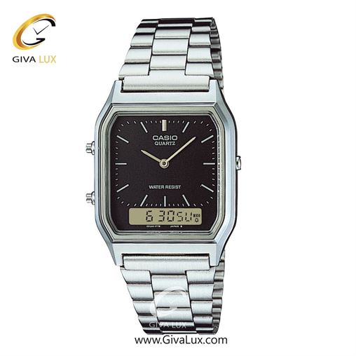 ساعت مچی اورجینال مردانه-زنانه-یونیسکس کاسیو Casio دو زمانه نقره ای | نقره ای| مشکی| کد رفرنس AQ-230A-1DMQ