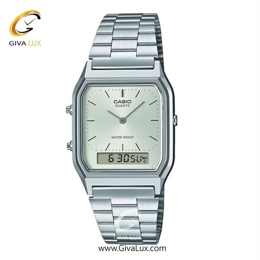 ساعت مچی اورجینال یونیسکس-مردانه-زنانه کاسیو Casio دو زمانه نقره ای | نقره ای| نقره ای| کد رفرنس AQ-230A-7AMQYDF