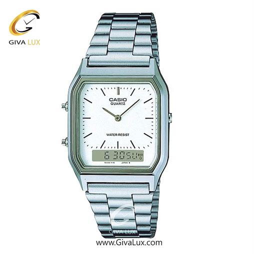 ساعت مچی اورجینال زنانه-مردانه-یونیسکس کاسیو Casio دو زمانه نقره ای | نقره ای| سفید| کد رفرنس AQ-230A-7DMQ