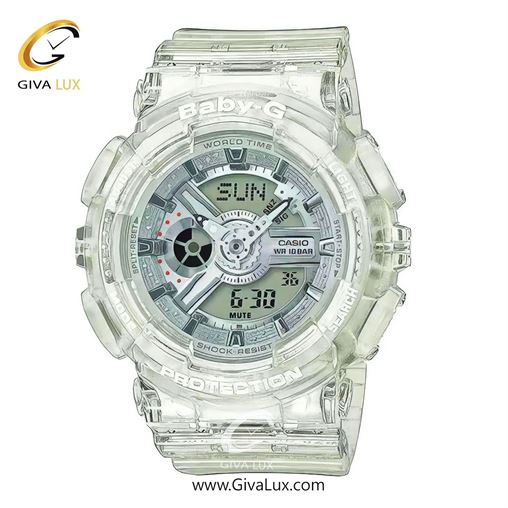 ساعت مچی اورجینال زنانه کاسیو Casio دو زمانه شیری | شیری| نقره ای| کد رفرنس بیبی جی Baby-G BA-110CR-7ADR