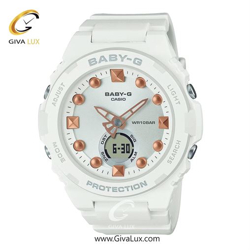 ساعت مچی اورجینال زنانه کاسیو Casio دو زمانه سفید | سفید| نقره ای| کد رفرنس بیبی جی Baby-G BGA-320-7A2DR