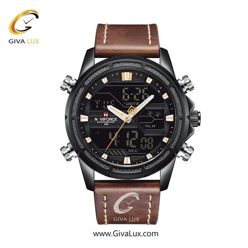 ساعت مچی مردانه دوزمانه بند چرمی مشکی ناوی فورس (نیوی فورس) NF9138 B/R/B BYBD.BN.jpg