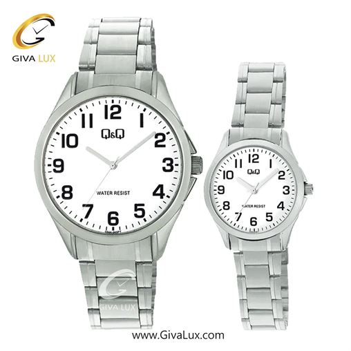 ساعت مچی اورجینال ست کیو اند کیو Q&Q نقره ای | نقره ای| سفید| کد رفرنس مردانه: C04A-003PY، زنانه: C05A-003PY