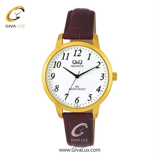 ساعت مچی اورجینال مردانه کیو اند کیو Q&Q طلایی | قهوه ای| سفید| کد رفرنس C154J114Y