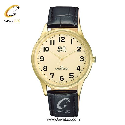 ساعت مچی اورجینال مردانه کیو اند کیو Q&Q طلایی | مشکی| طلایی| کد رفرنس C214J103Y