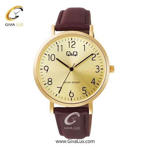 ساعت مچی اورجینال مردانه کیو اند کیو Q&Q طلایی | قهوه ای| طلایی| کد رفرنس C34A-010PY