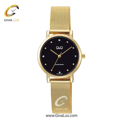 ساعت مچی اورجینال کیو اند کیو زنانه طلایی | طلایی | مشکی | کد رفرنس C35A014PY