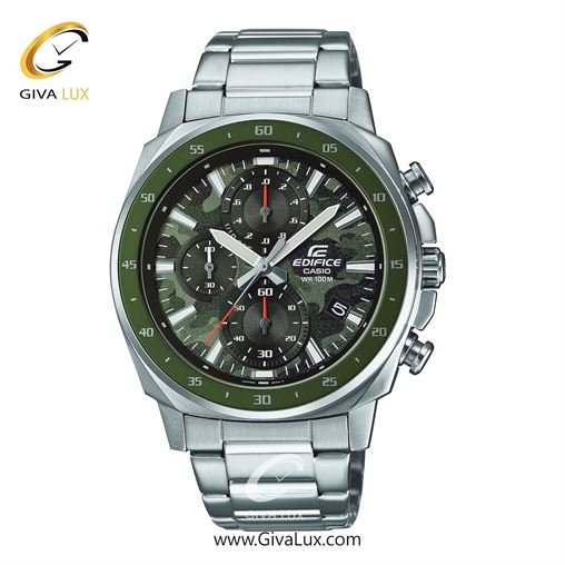 ساعت مچی اورجینال مردانه کاسیو Casio سه موتوره کرنوگراف نقره ای | نقره ای| چریکی| کد رفرنس ادیفایس Edifice EFV-600D-3CVUDF