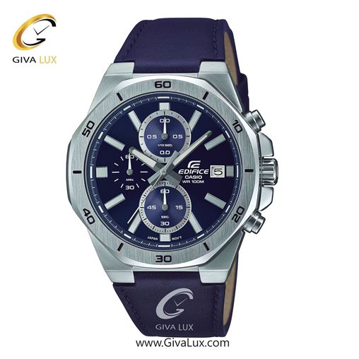 ساعت مچی اورجینال مردانه کاسیو Casio سه موتوره کرنوگراف نقره ای | سرمه ای| سرمه ای| کد رفرنس ادیفایس Edifice EFV-640L-2AVUDF