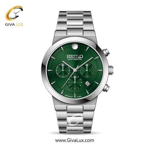 ساعت مچی اورجینال مردانه سیکو (کانتیننتال) | Seiko (Continental) سه موتوره کرنوگراف نقره ای | نقره ای| سبز یشمی تیره| کد رفرنس 0426