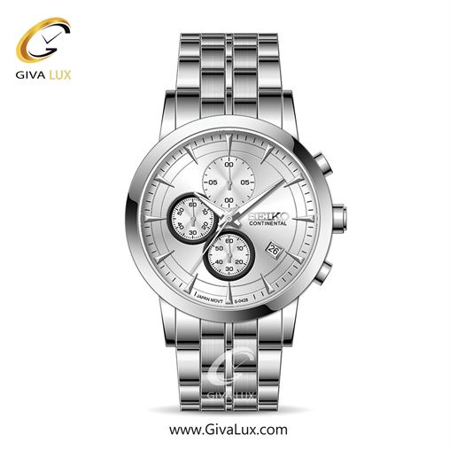 ساعت مچی اورجینال مردانه سیکو (کانتیننتال) | Seiko (Continental) سه موتوره کرنوگراف نقره ای | نقره ای| نقره ای| کد رفرنس 0428