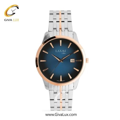 ساعت مچی اورجینال مردانه لاکسمی رزگلد | نقره ای-رزگلد| سرمه ای| کد رفرنس 8541-9G