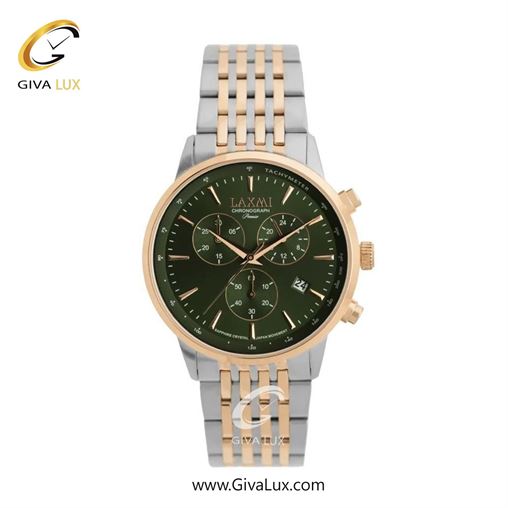 ساعت مچی اورجینال مردانه لاکسمی سه موتوره کرنوگراف رزگلد | نقره ای-رزگلد| سبز یشمی تیره| کد رفرنس 8562-5G