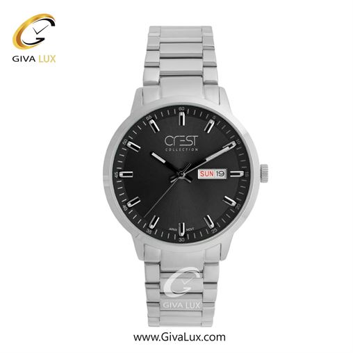 ساعت مچی اورجینال مردانه کرست نقره ای | نقره ای| مشکی| کد رفرنس Crest 9055-2