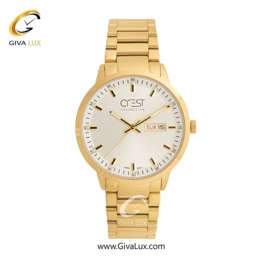 ساعت مچی اورجینال مردانه کرست طلایی | طلایی| سفید| کد رفرنس Crest 9055-7
