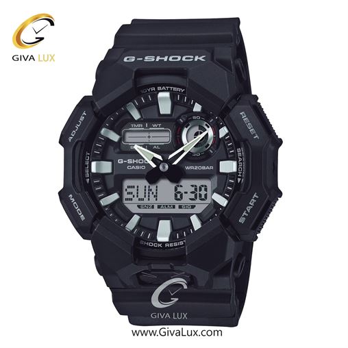 ساعت مچی اورجینال مردانه کاسیو Casio دو زمانه مشکی | مشکی| مشکی-طوسی| کد رفرنس جی شاک G-Shock GA-010-1ADR
