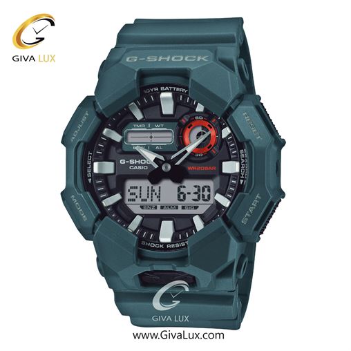 ساعت مچی اورجینال مردانه کاسیو Casio دو زمانه سبزآبی | سبزآبی| طوسی-مشکی| کد رفرنس جی شاک G-Shock GA-010-2ADR