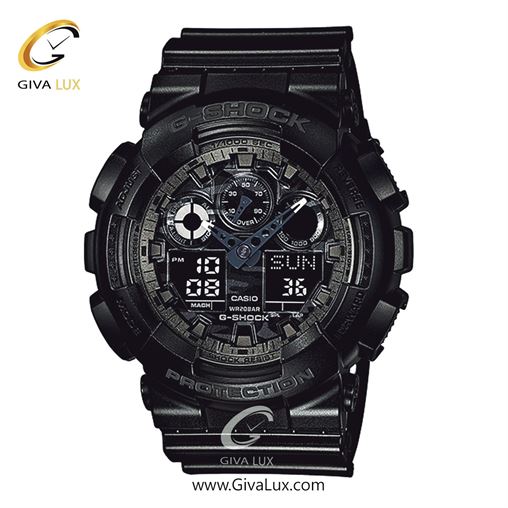 ساعت مچی اورجینال مردانه کاسیو Casio دو زمانه مشکی | مشکی| مشکی| کد رفرنس جی شاک G-Shock GA-100CF-1ADR