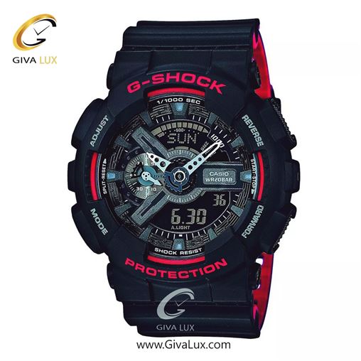 ساعت مچی اورجینال مردانه کاسیو Casio دو زمانه مشکی | مشکی-قرمز| مشکی| کد رفرنس جی شاک G-Shock GA-110HR-1ADR